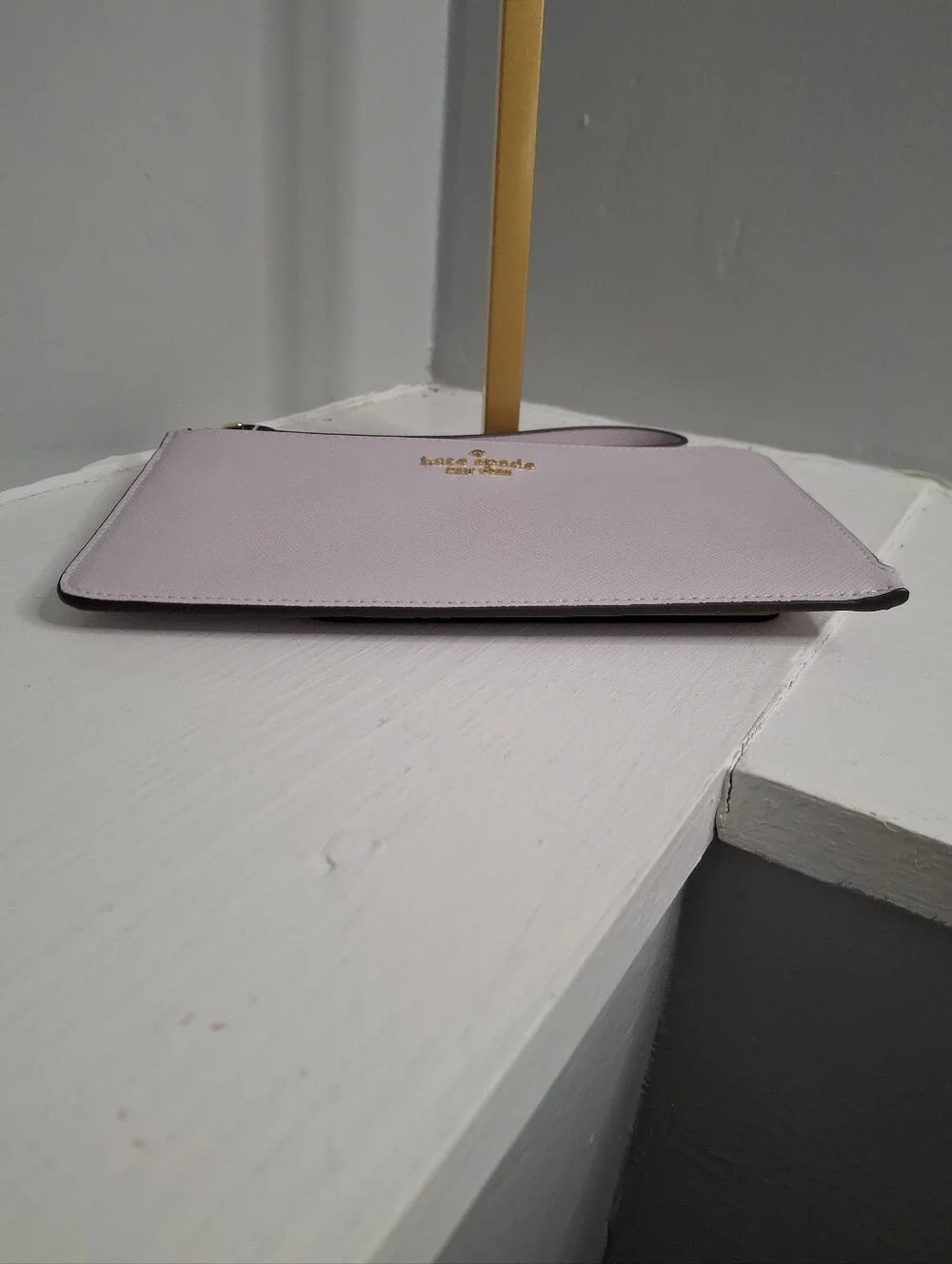 Kate Spade Lucy Medium L-Zip Wristlet Pastel Lavender Saffiano Leather NWOT
